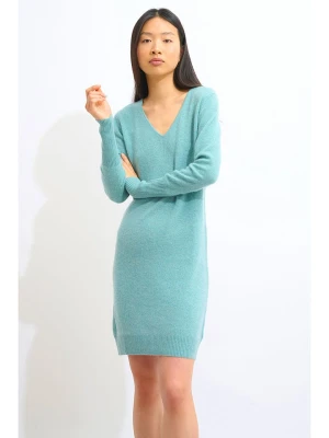 AUTHENTIC CASHMERE Kaszmirowa sukienka "Capelet" w kolorze turkusowym rozmiar: M