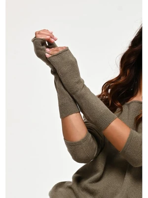 AUTHENTIC CASHMERE Kaszmirowe mitenki "Serre" w kolorze khaki rozmiar: onesize