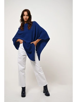 AUTHENTIC CASHMERE Kaszmirowe ponczo "Carra" w kolorze niebieskim rozmiar: L
