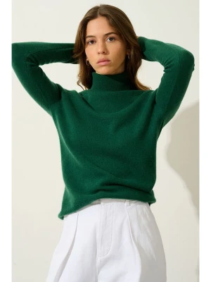 AUTHENTIC CASHMERE Kaszmirowy golf "Bise" w kolorze ciemnozielonym rozmiar: L