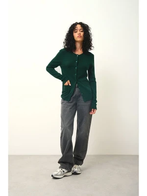 AUTHENTIC CASHMERE Kaszmirowy kardigan "Caron" w kolorze ciemnozielonym rozmiar: M