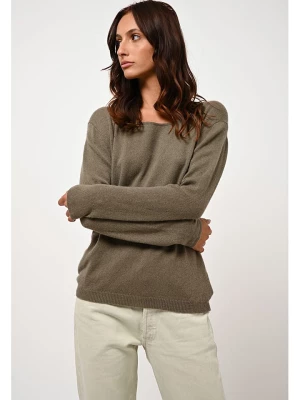 AUTHENTIC CASHMERE Kaszmirowy sweter "Lanfon" w kolorze khaki rozmiar: M