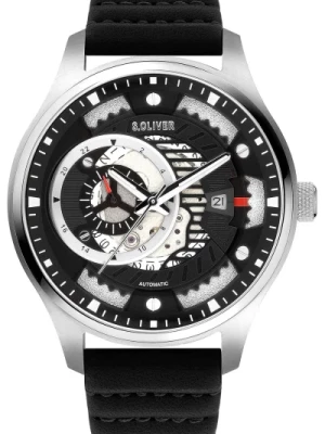Automatyczny Zegarek Czarny Srebrny So-3941-La s.Oliver