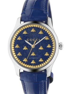 Automatyczny Zegarek z niebieską tarczą i paskiem z aligatora Gucci