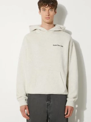 Awake NY bluza bawełniana Serif Hoodie męska kolor szary z kapturem melanżowa SP24-HD003