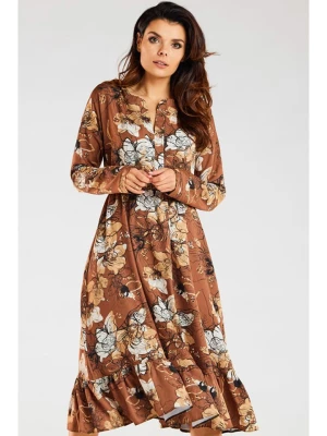 Awama Sukienka w kolorze brązowym ze wzorem rozmiar: XL