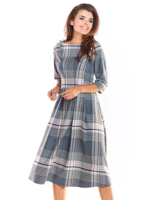 Awama Sukienka w kolorze szaro-kremowo-jasnoróżowym rozmiar: XL