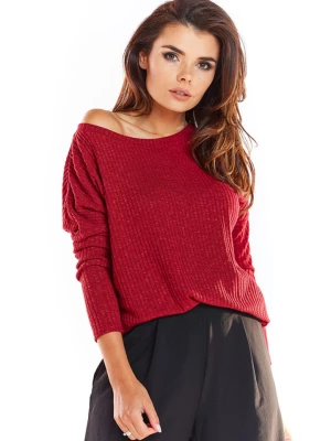 Awama Sweter w kolorze bordowym rozmiar: L