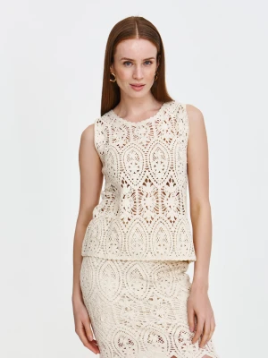 Ażurowa bluzka w beżowym kolorze Top Secret