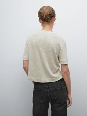 Ażurowa Koszulka Ze 100% Lnu - Sprany - - Massimo Dutti - Kobieta