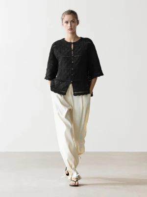 Szydełkowa Kurtka Z Ażurowej Dzianiny - Czarny - - Massimo Dutti - Kobieta