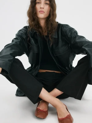 Ażurowe baleriny z kokardką koniakowy - Kobieta - - MANGO