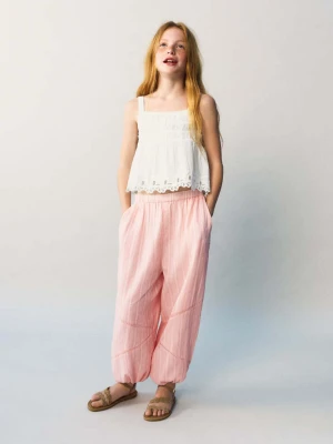 Ażurowe spodnie haremki różowy - Dzieci - lata - MANGO KIDS