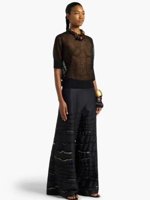 AŻUROWY CZARNY SWETEREK Z CEKINAMI LIVIANA CONTI