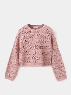 Zdjęcie produktu Ażurowy jersey z lureksu różowy - Dzieci - lata - MANGO KIDS