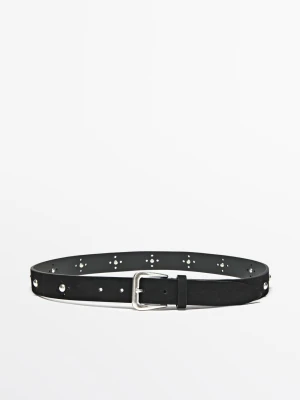 Ażurowy Pasek Z Ćwiekami - Czarny - - Massimo Dutti - Kobieta