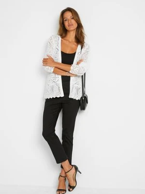 Ażurowy sweter bez zapięcia bonprix