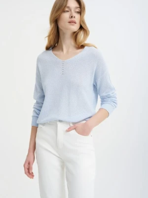 Ażurowy sweter w błękitnym kolorze Greenpoint