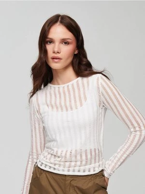 Ażurowy sweter z bawełny biały House