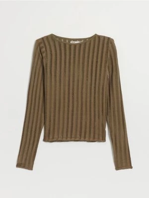 Ażurowy sweter z bawełny khaki House