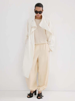 Ażurowy sweter z długimi rękawami piaskowy - Kobieta - - MANGO