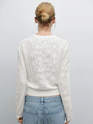 Ażurowy Sweter Z Koronką - Surowy - - Massimo Dutti - Kobieta