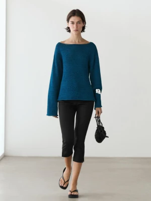 Ażurowy Sweter Z Mieszanki Bawełny - Niebieski - - Massimo Dutti - Kobieta