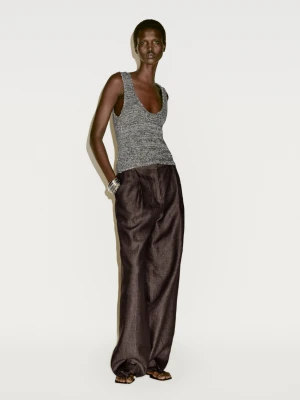 Ażurowy Top Na Ramiączkach − Limited Edition - Fioletowy - - Massimo Dutti - Kobieta