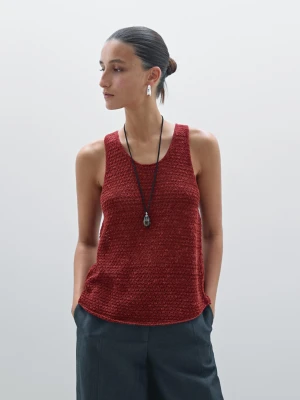 Ażurowy Top Z Fakturą - Ciemnoczer - - Massimo Dutti - Kobieta