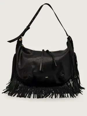 Ba&sh Skórzana shopperka FRINGES NAPPA SWING