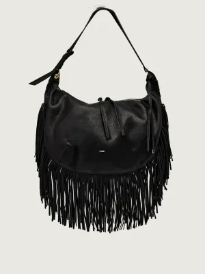 Ba&sh Skórzana shopperka FRINGES NAPPA SWING