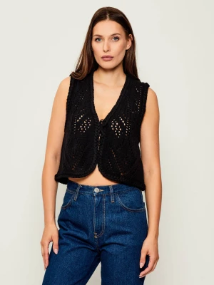 Ba&sh Wełniana kamizelka GILES | Cropped Fit czarny