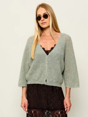 Ba&sh Wełniany kardigan Isaac | Relaxed fit zielony