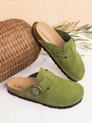 BABUNKERS Family Skórzane chodaki w kolorze zielonym rozmiar: 39