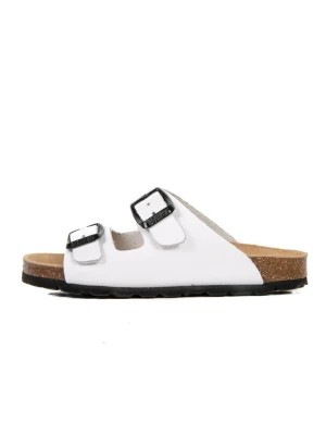 BABUNKERS Family Skórzane klapki w kolorze białym rozmiar: 39