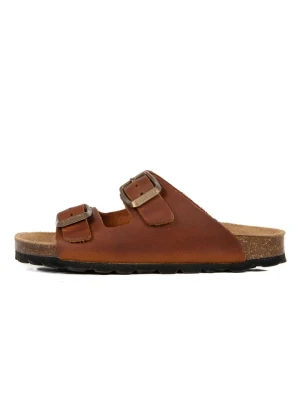 BABUNKERS Family Skórzane klapki w kolorze jasnobrązowym rozmiar: 37