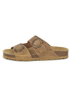BABUNKERS Family Skórzane klapki w kolorze jasnobrązowym rozmiar: 38