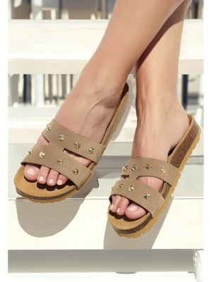 BABUNKERS Family Skórzane klapki w kolorze jasnobrązowym rozmiar: 37