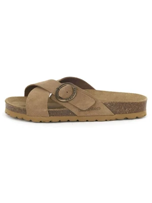 BABUNKERS Family Skórzane klapki w kolorze jasnobrązowym rozmiar: 39