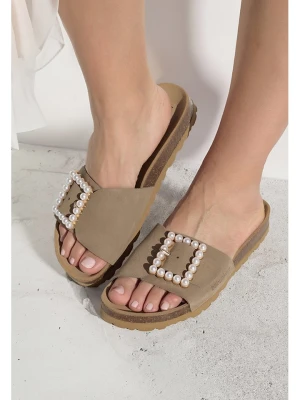 BABUNKERS Family Skórzane klapki w kolorze jasnobrązowym rozmiar: 39