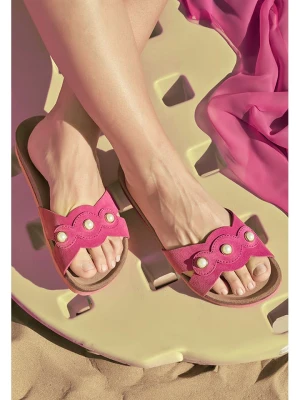 BABUNKERS Family Skórzane klapki w kolorze różowym rozmiar: 40