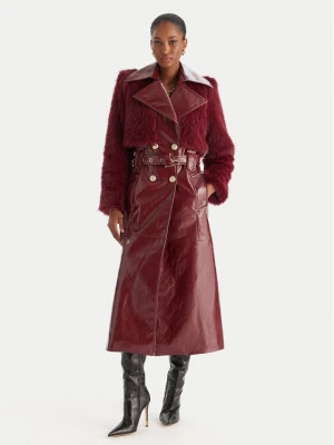 Babylon Płaszcz z imitacji skóry S00772 Bordowy Regular Fit