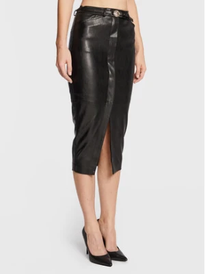 Babylon Spódnica z imitacji skóry R_E00164 Czarny Slim Fit