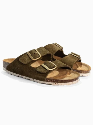 BACKSUN Skórzane klapki "Bali" w kolorze khaki rozmiar: 42