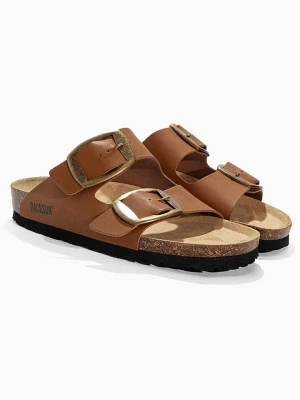 BACKSUN Skórzane klapki "Londrina" w kolorze jasnobrązowym rozmiar: 37