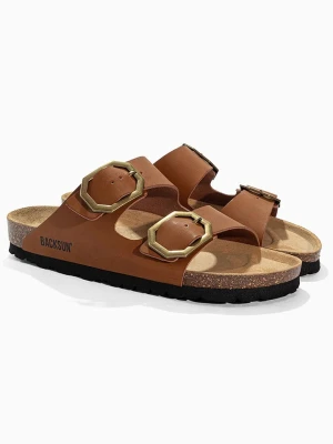 BACKSUN Skórzane klapki "Londrina" w kolorze jasnobrązowym rozmiar: 39