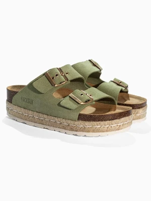 BACKSUN Skórzane klapki "Vada" w kolorze khaki rozmiar: 38