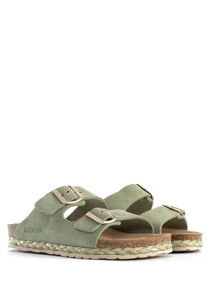 BACKSUN Skórzane klapki "Vada" w kolorze zielonym rozmiar: 39