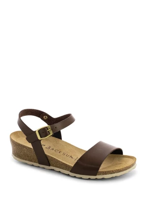 BACKSUN Skórzane sandały "Calabria" w kolorze brązowym na koturnie rozmiar: 38