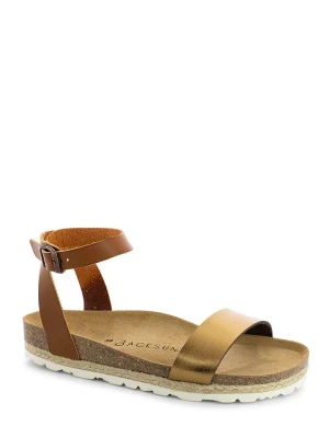 BACKSUN Skórzane sandały "Junin" w kolorze złoto-jasnobrązowym rozmiar: 41